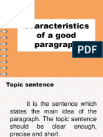 Characteristics of A Good Paragraph