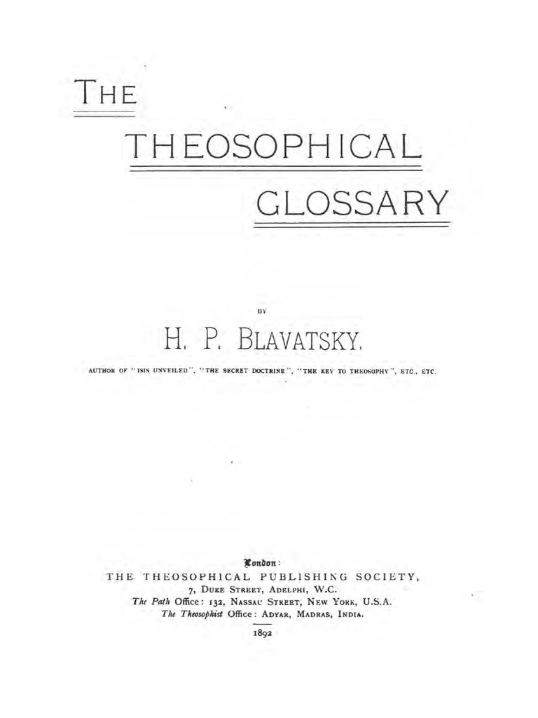 1892 Blavatsky Theosophical Glossary | PDF | Alchemy | Religious Belief And  Doctrine