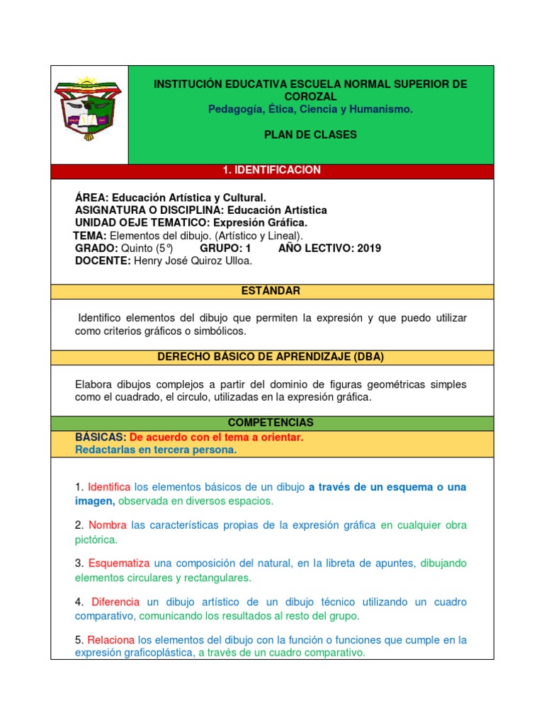 Artistica Plan de Clase | PDF | Dibujo | Dibujo técnico