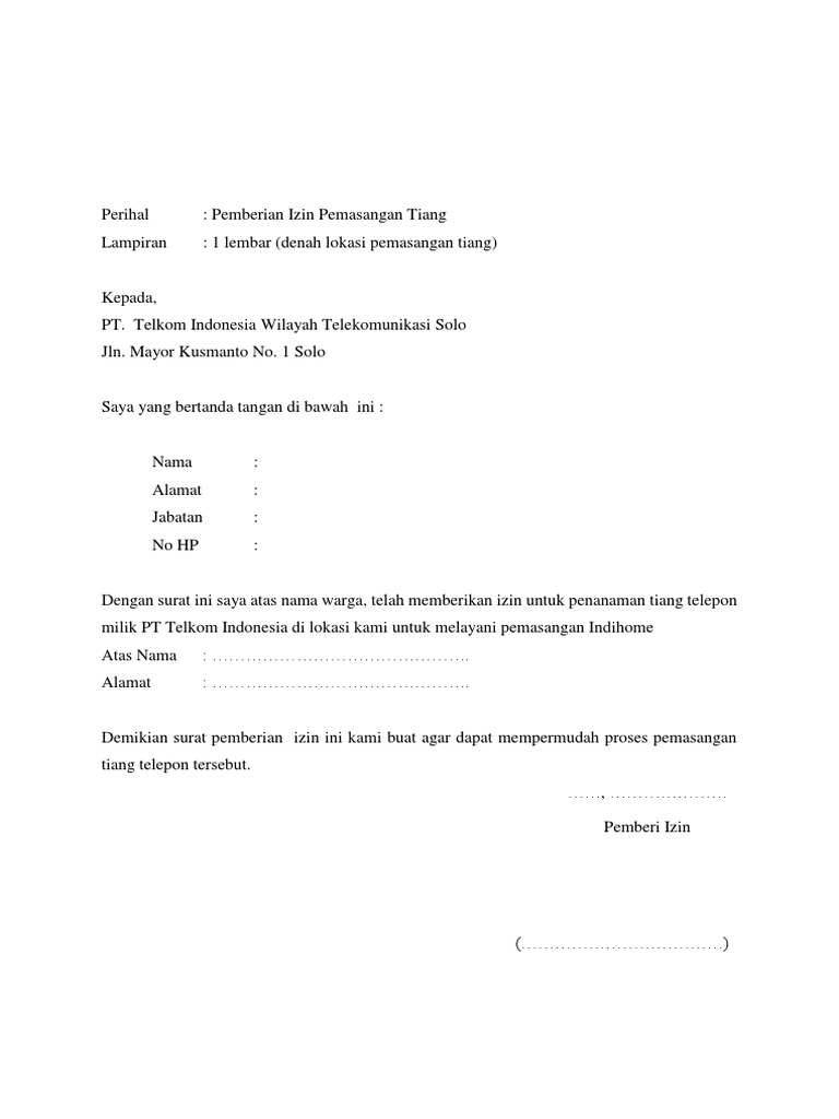 Surat Pemberian Izin Tanam Tiang Versi 090712019