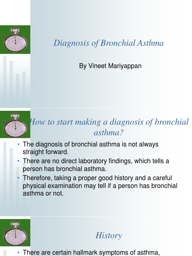 Bronchial Asthma Diagnosis Guide | PDF | Asthma | Medical Treatments