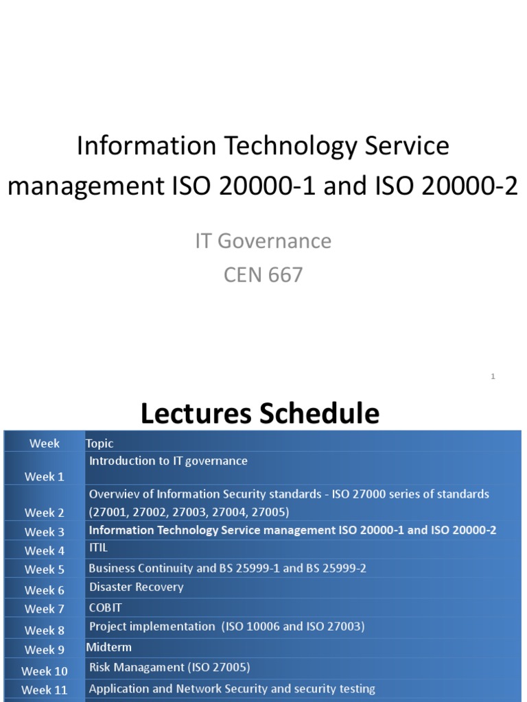 ISO 20000 IT Service Management Overview | PDF | Information Security ...