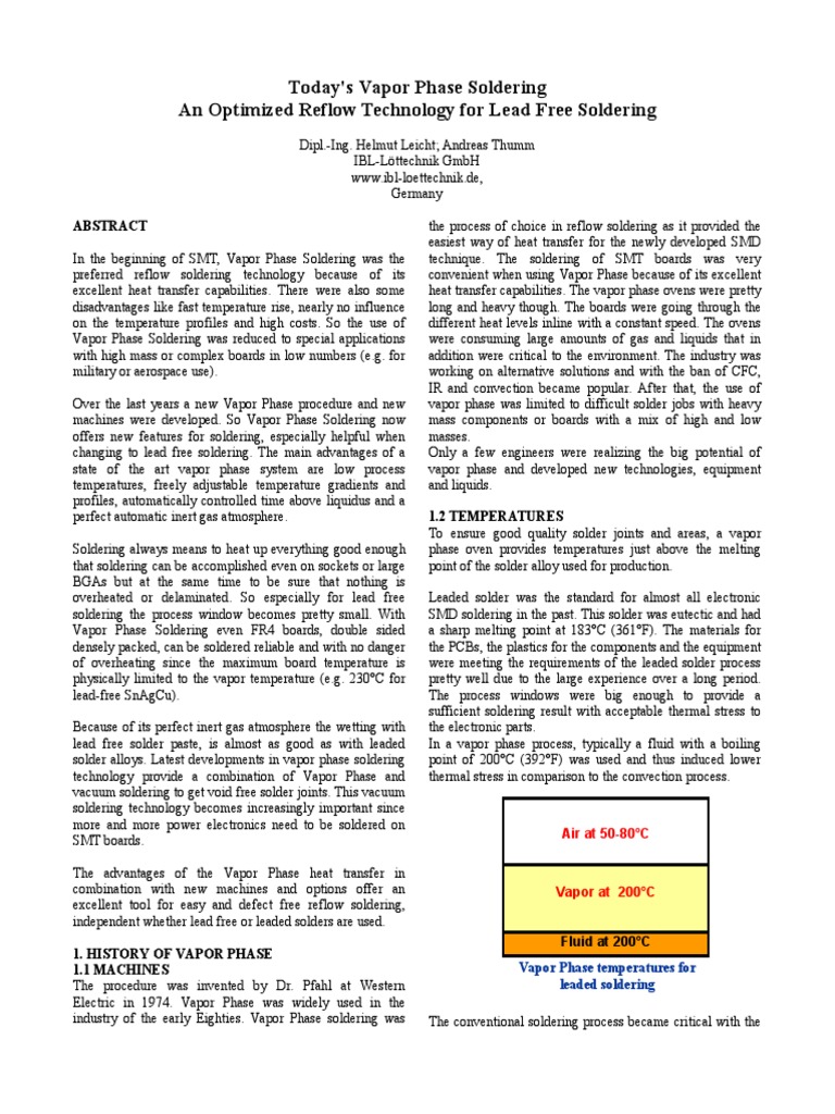 Vapor Phase Soldering Technique PDF Solder Soldering