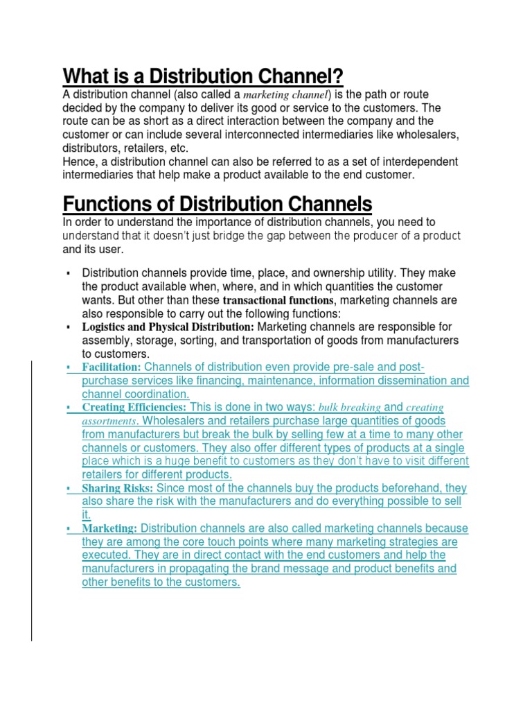 What Is A Distribution Channel | PDF | Retail | Marketing