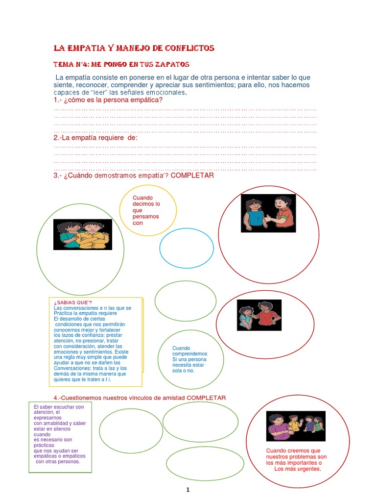 Ficha de La Empatia y Manejo de Conflictos 1ero | PDF | Empatía | Sicología
