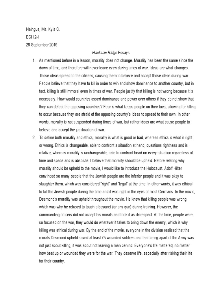 Hacksaw Ridge Morality Philosophical Theories