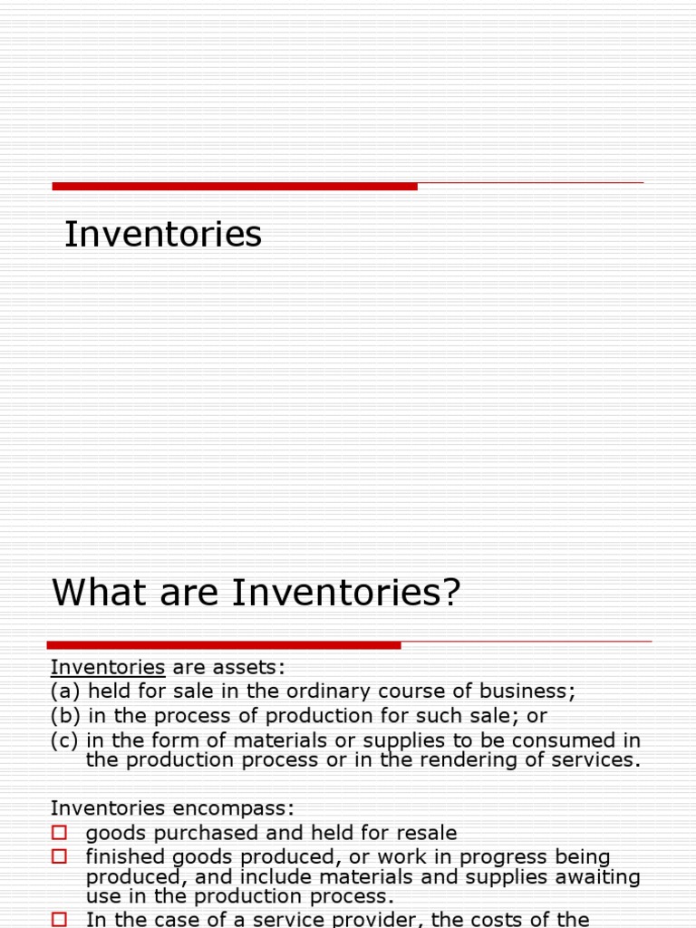 Inventories Presentation PDF Cost Of Goods Sold Inventory