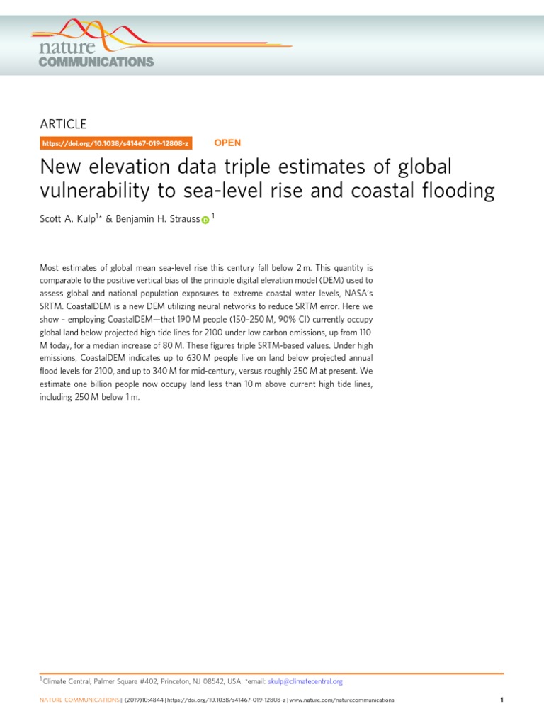 New Elevation Data Triple Estimates of Global Vulnerability To Sea ...