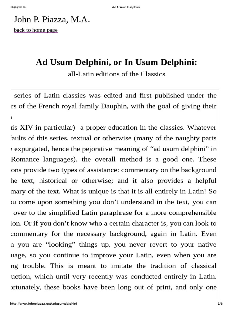 Ad Usum Delphini Horace Classics