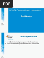 Test Design: ISYS6264 - Testing and System Implementation