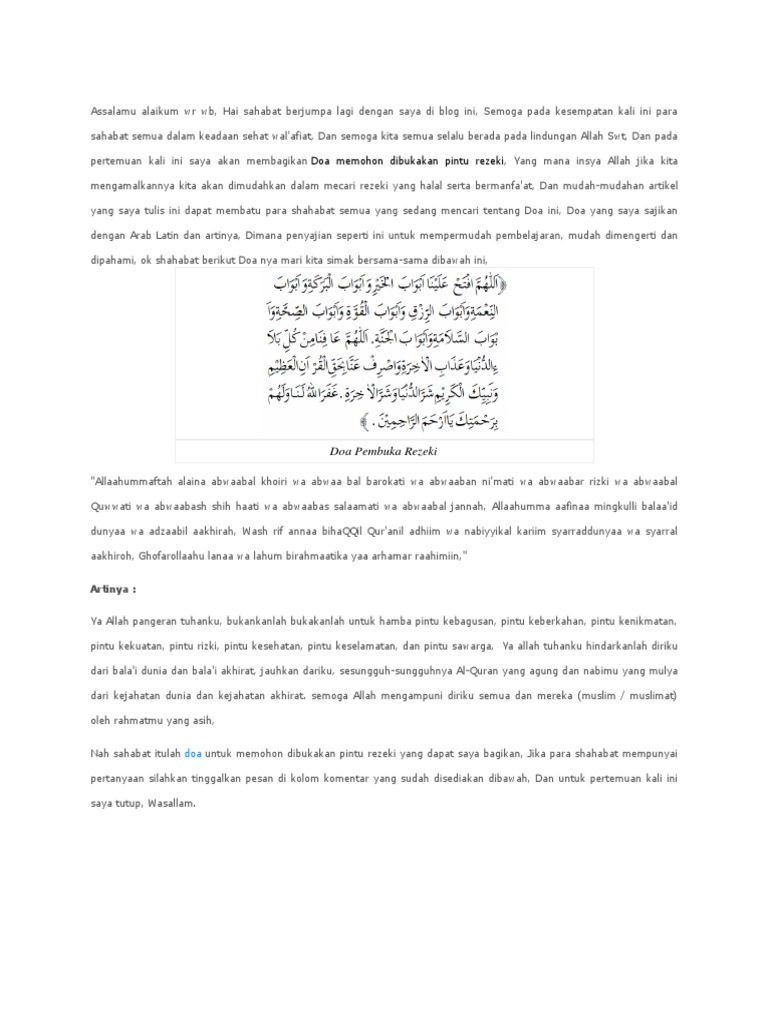Doa Meminta Rezeki Yang Halal Pdf