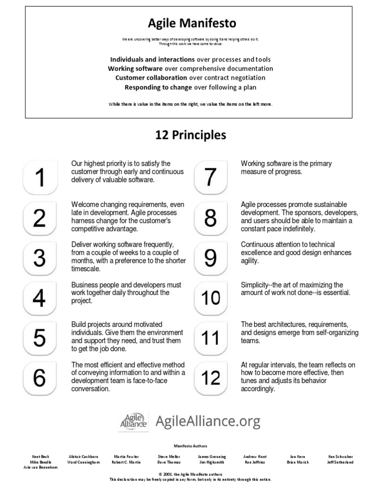 Agile Manifesto Black and White | PDF | Agile Software Development ...