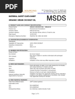 MSDS Organic Virgin Coconut Oil