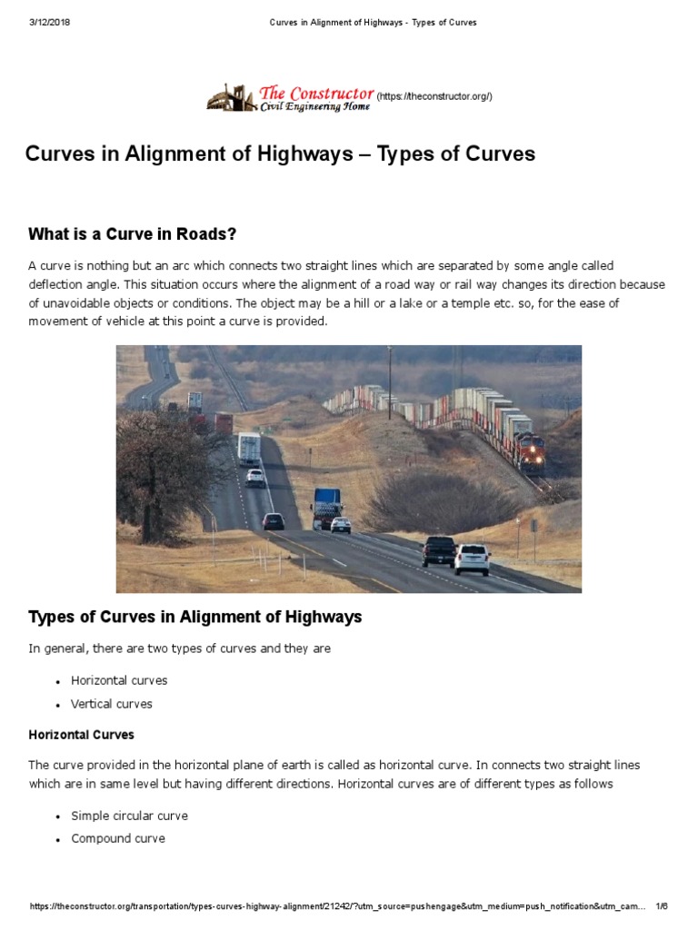 Types of Highway Curves Explained | PDF | Geometry | Analytic Geometry