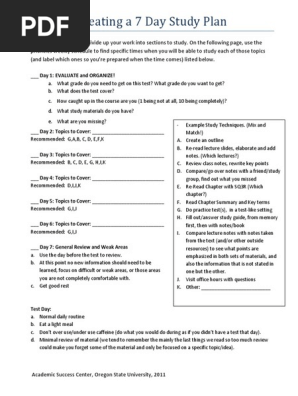 7 Day Study Plan