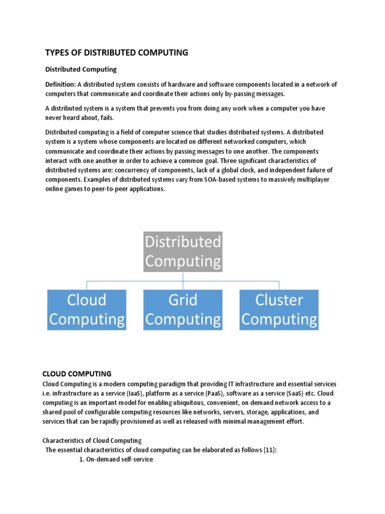 Types of Distributed Computing | PDF | Grid Computing | Computer Cluster