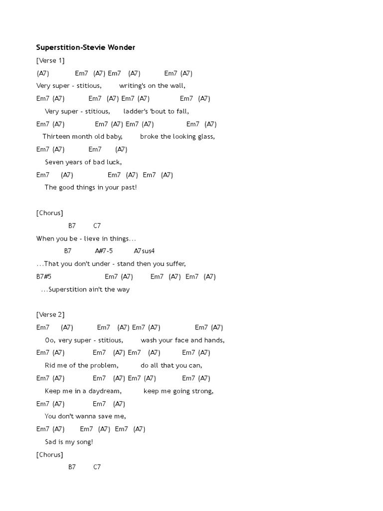 Superstition PDF Song Structure Singles (Music)