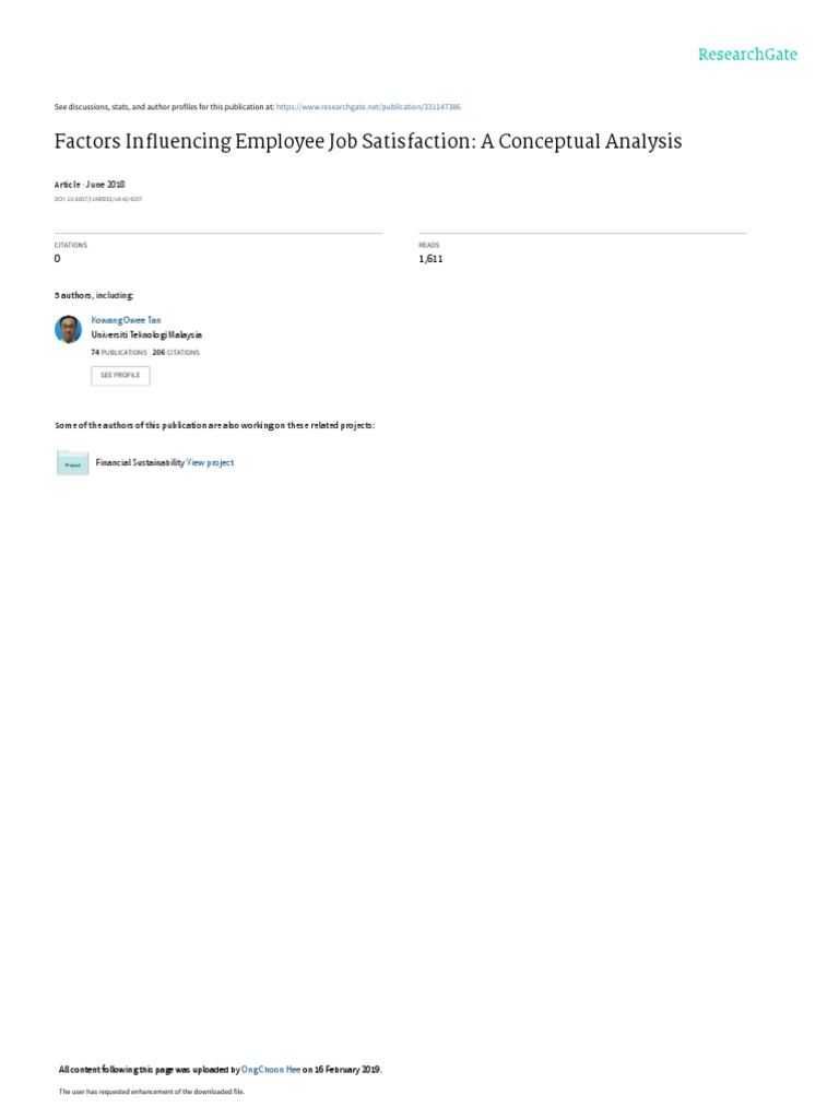 34.factors Influencing Employee Job Satisfaction A Conceptual Analysis ...