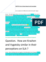 Question. How Are Krashen and Vygotsky Similar in Their Perceptions On SLA ?