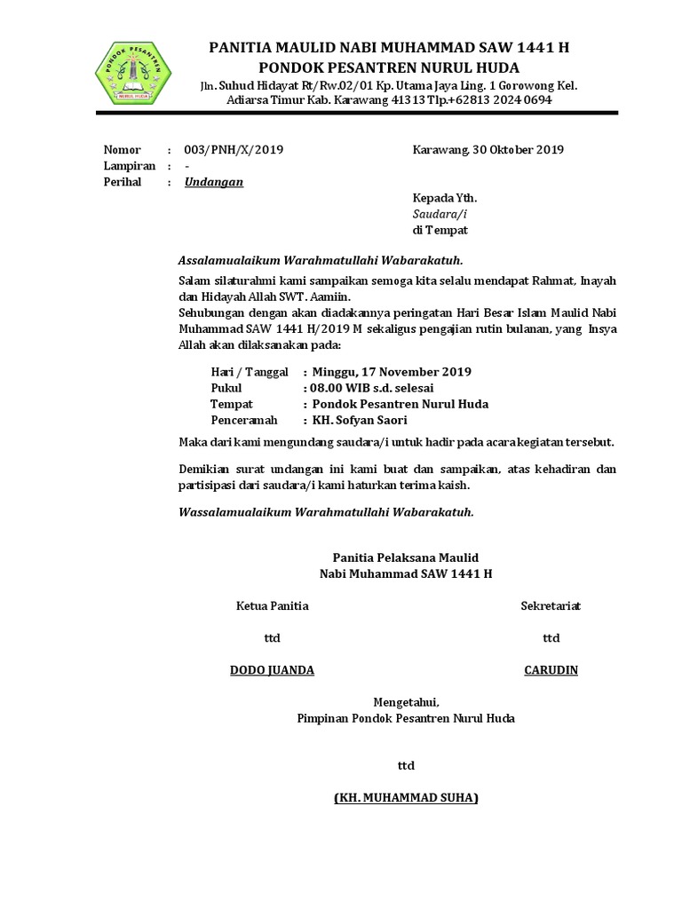 Surat Undangan Maulid Nabi | PDF