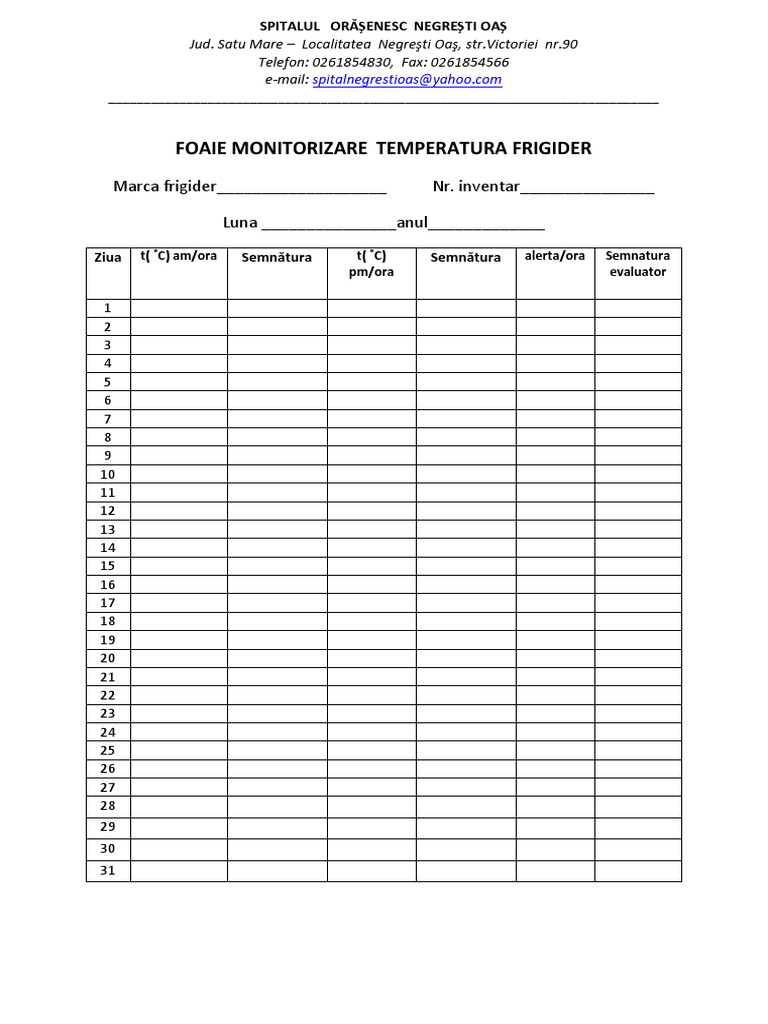 Grafic Temperatura Frigider PDF | PDF