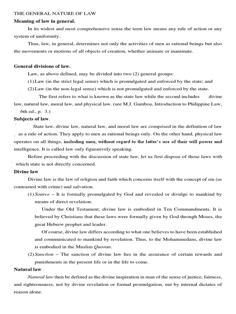 The General Nature of Law PDF Revelation Natural Law