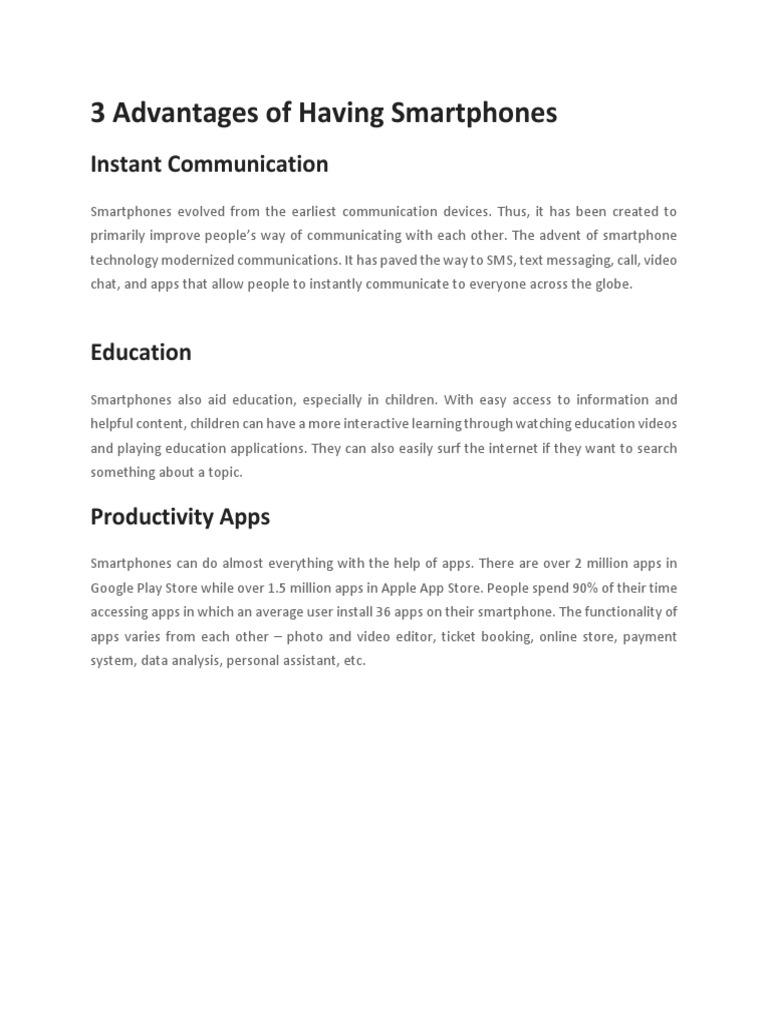 Smartphone Pros & Cons for Users | PDF | Games & Activities