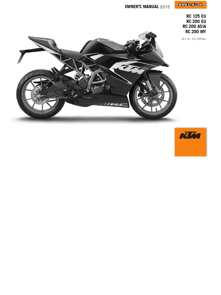 KTM RC 200 User Manual PDF | PDF | Headlamp | Switch