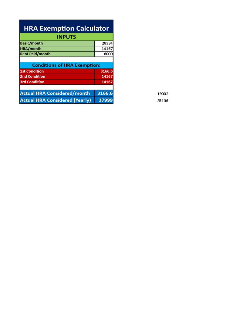 HRA Calculator PDF