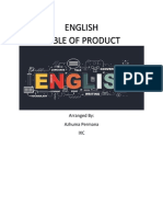 English Table of Product: Arranged By: Azhuma Permana IXC