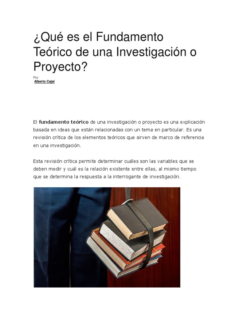 Qué Es El Fundamento Teórico de Una Investigación o