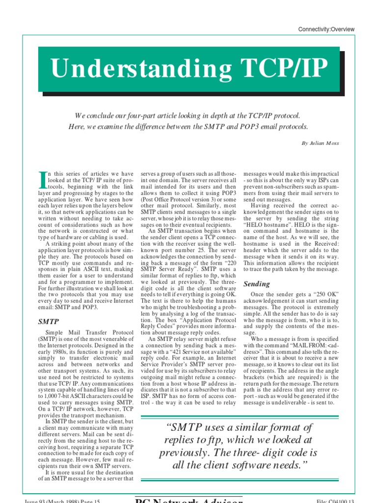 Understanding TCP/IP: PC Network Advisor | PDF | Transmission Control ...