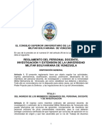 Reglamento Del Personal Docente, Investigación y Extensión de La Universidad Militar Bolivariana de Venezuela