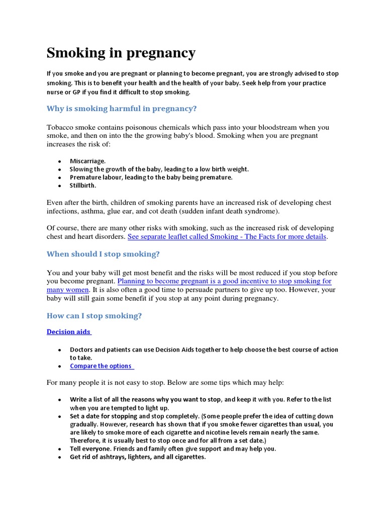 Why Is Smoking Harmful in Pregnancy? PDF Pregnancy Health Sciences