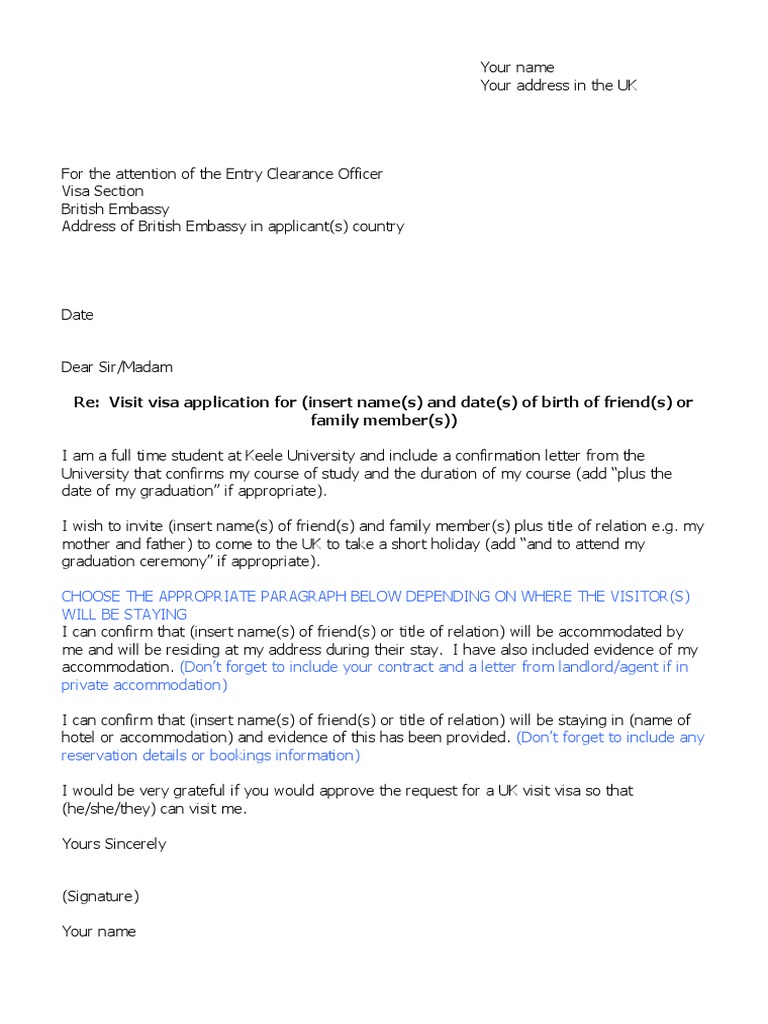 Family Visa Invitation Letter Sample | PDF