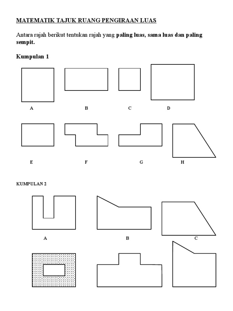 Matematik Tajuk Ruang Pengiraan Luas | PDF