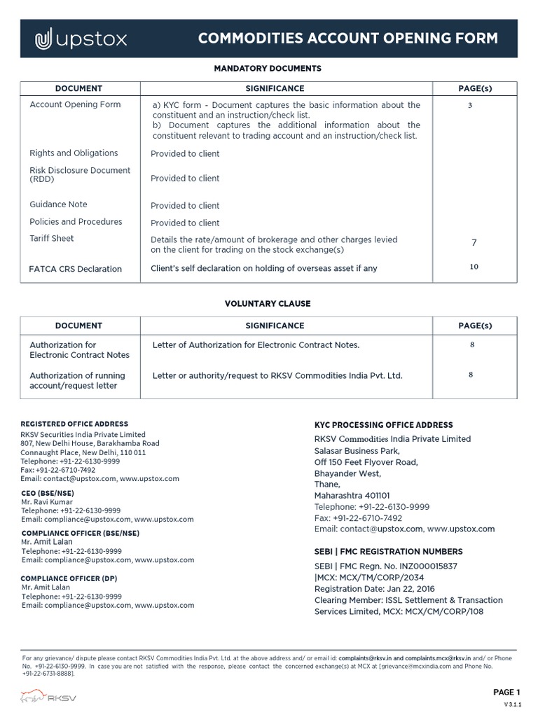 Upstox Commodities Account Opening Guide | PDF | Identity Document ...