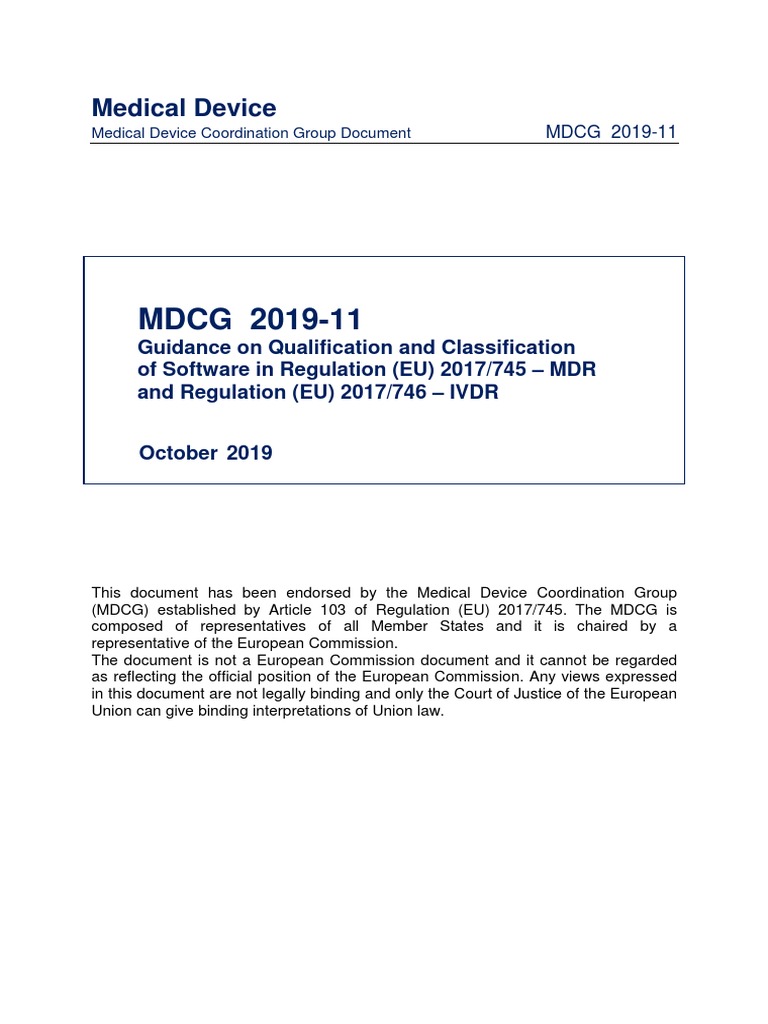 MDCG 2019 11 Guidance Qualification Classification Software 3 | PDF ...