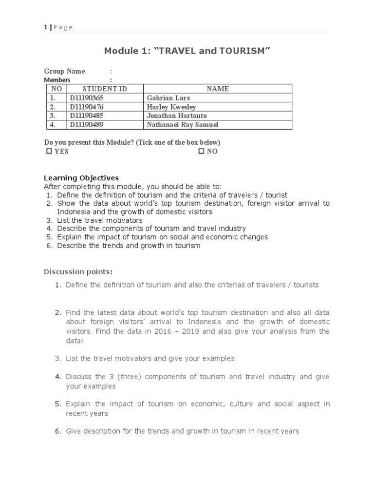 Modul 1 - Travel Tourism | PDF