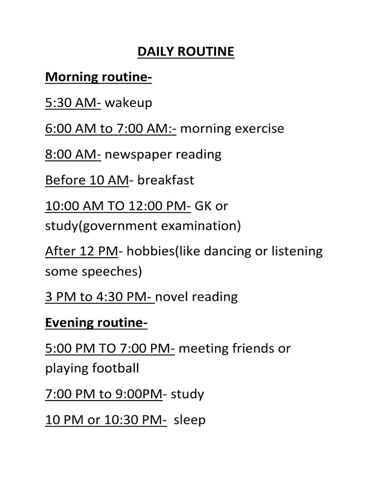 Daily Routine for Productivity and Balance | PDF