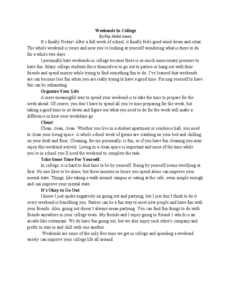 Making the Most of College Weekends | PDF | Self-Improvement