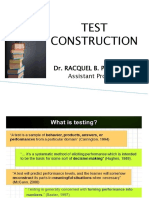 Test Construction: Dr. Racquel B. Punzalan Assistant Professor