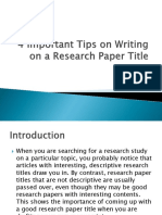 4 Important Tips On Writing On A Research
