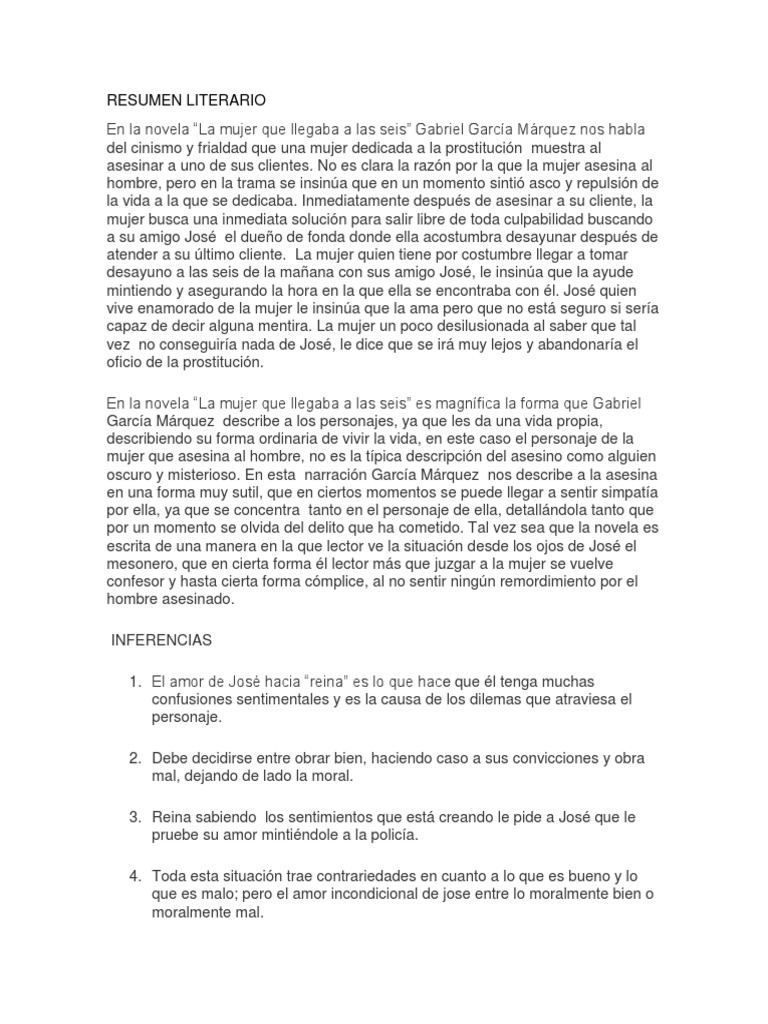 La Mujer Que Llegaba A Las 6 PDF Gabriel García Márquez Amor