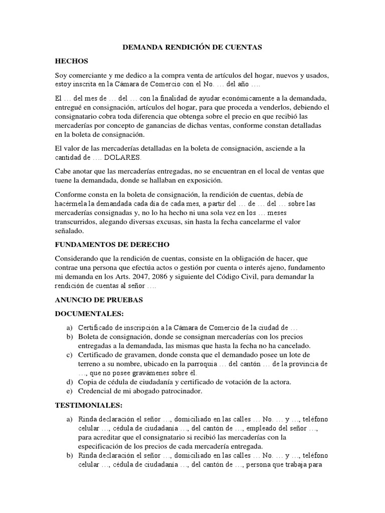 Demanda Rendición de Cuentas | PDF | Demanda judicial | Gobierno