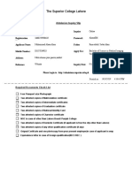 The Superior College Lahore: Admission Inquiry Slip