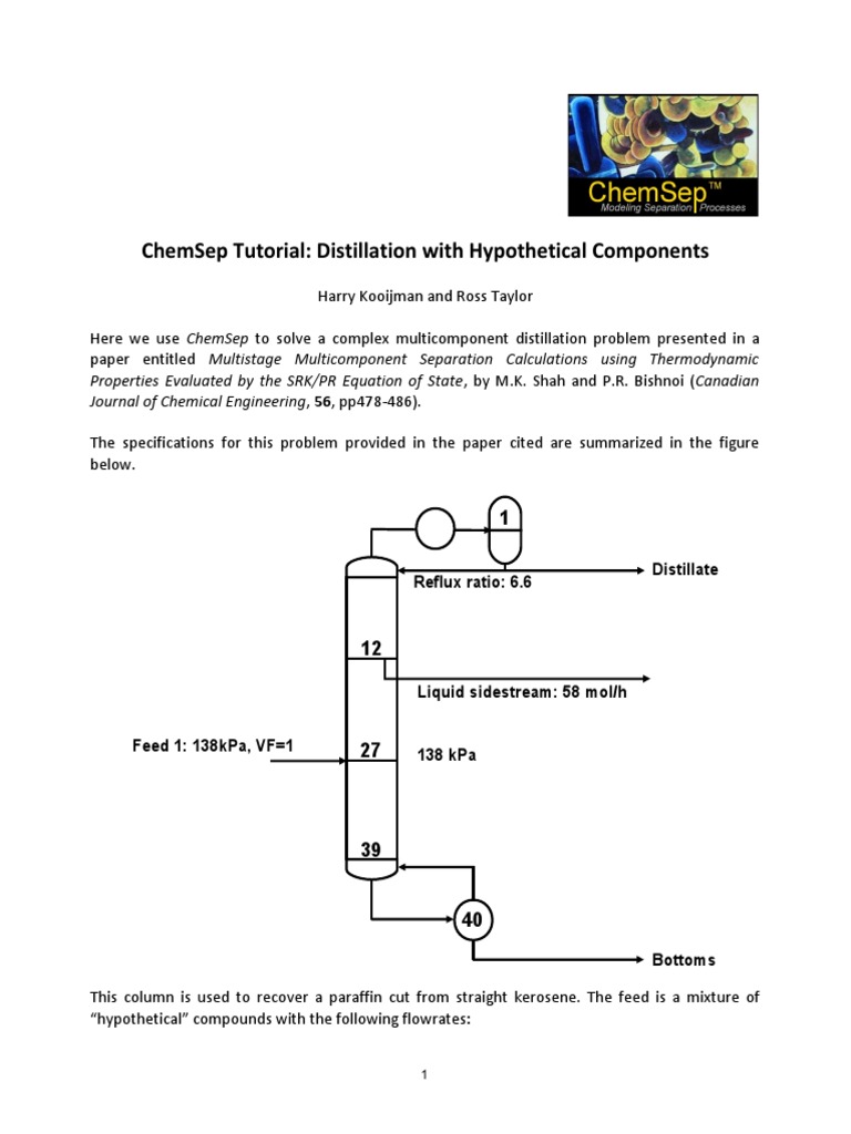 ChemSep Distillation Tutorial Guide | PDF | Distillation | Chemistry