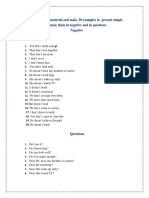 1 Review The Material and Make 20 Examples in Present Simple Chanse Them in Negative and in Questions Negative