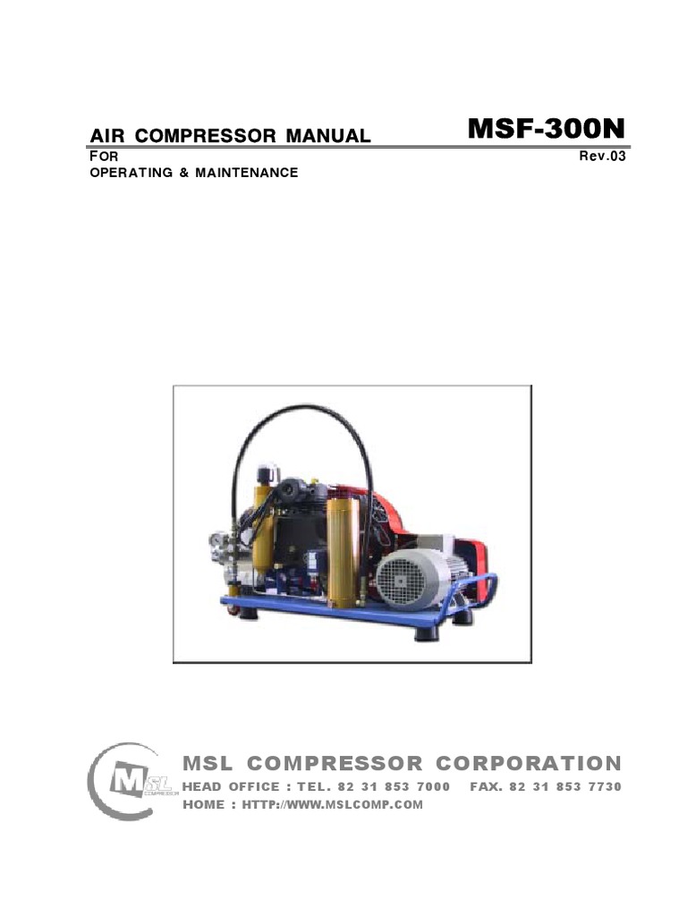 MSL Compressor MSF-300N Manual | PDF | Belt (Mechanical) | Valve