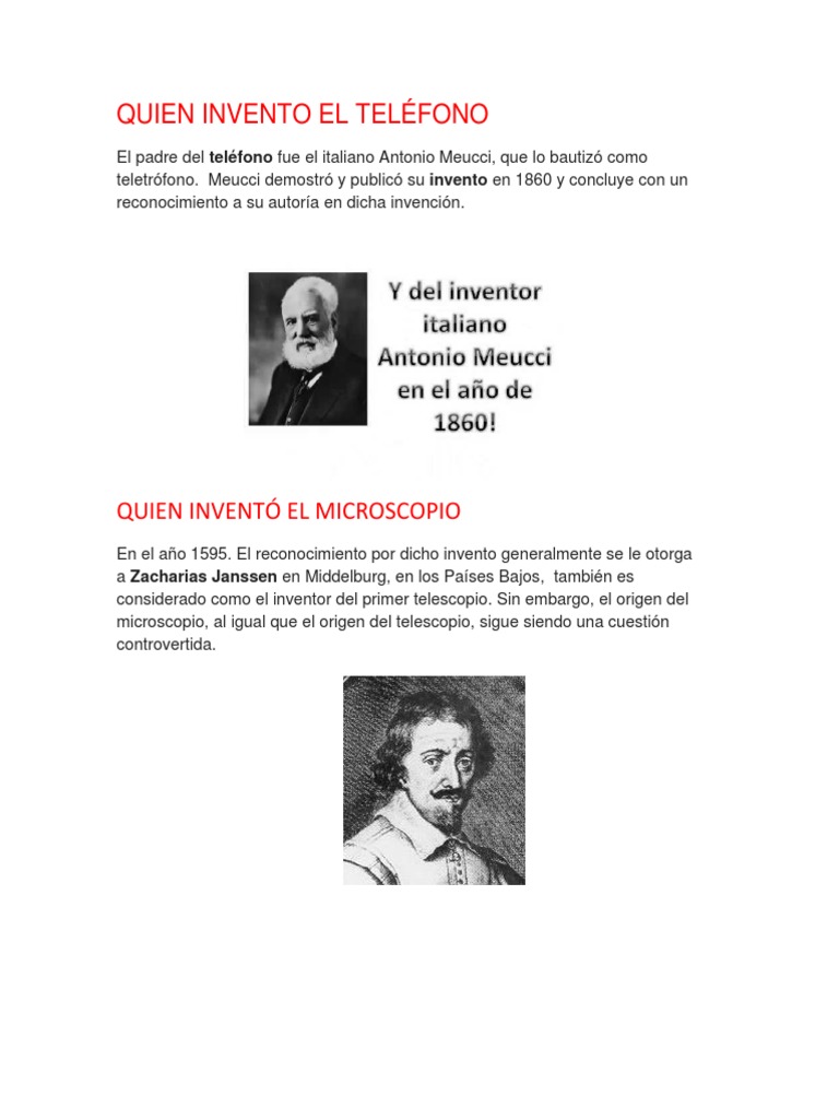 Quien Es El Inventor Del Telefono Quien Invento El Telefono | PDF